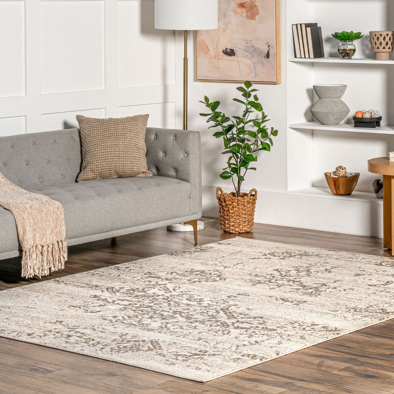 Nuloom Freja Floral & Paisley 9x12 Indoor Area Rug for Living Room Bedroom Dining Room Kitchen, Beige/Ivory
