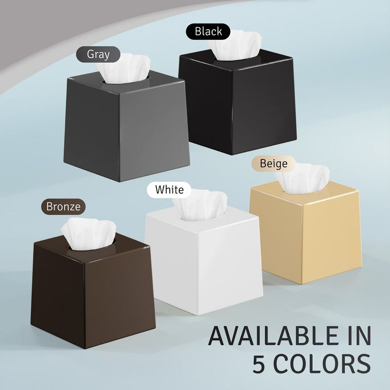 Dwellza Home Square Set of 2 Plastic Decorative Facial Tissue Box Cover Fits Any Vanity Countertop, Bedroom Dresser, Office Desk or Bathroom Decor