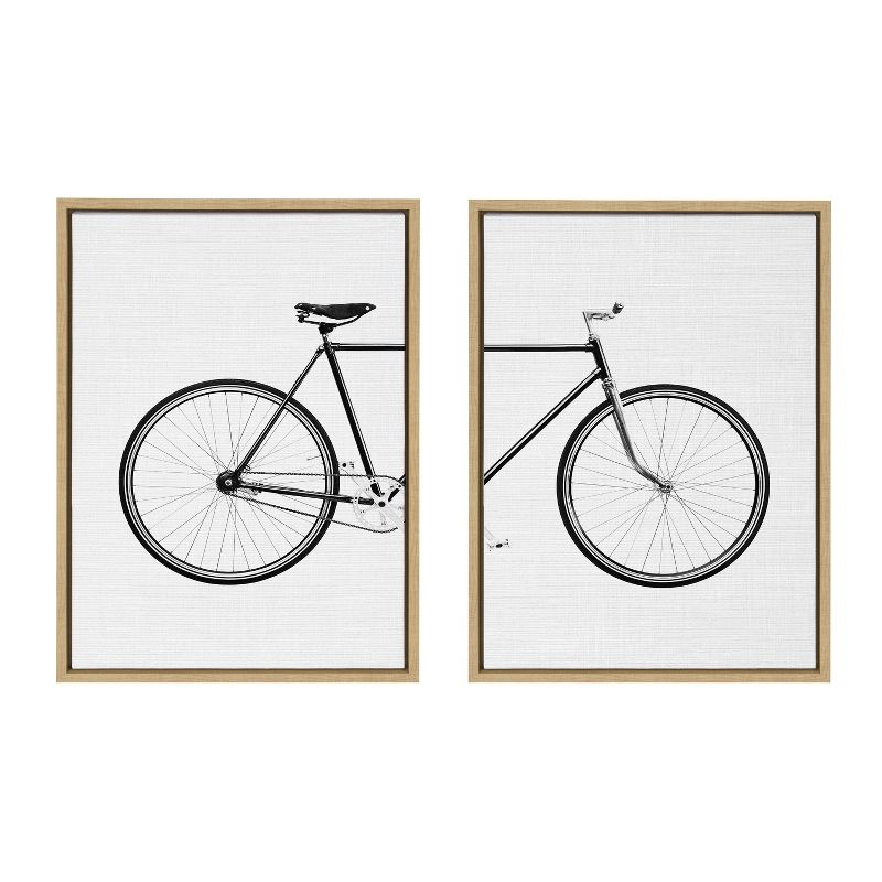 Kate and Laurel Sylvie Bicycle Framed Canvas by Simon Te of Tai Prints, 2 Piece 18x24, Natural