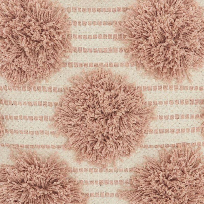 18"x18" Life Styles Tufted Pom Poms Square Throw Pillow Blush - Mina Victory: Handmade, Cotton, Zipper Closure