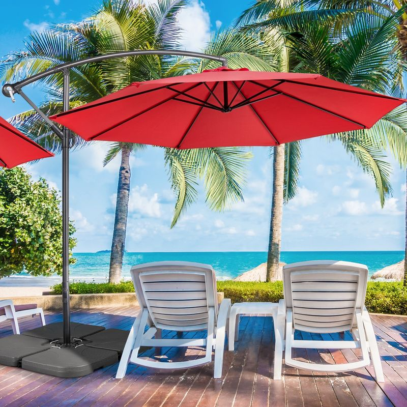 Costway  10 FT Patio Offset Umbrella w/8 Ribs Cross Base Tilt Claret