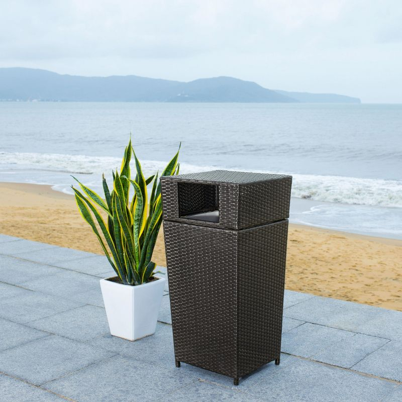 Mazeli Outdoor Trash Can - Black - Safavieh
