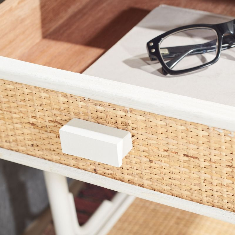 Roya 1 Drawer 1 Shelf Nightstand - NST4005 - White/Natural - Safavieh