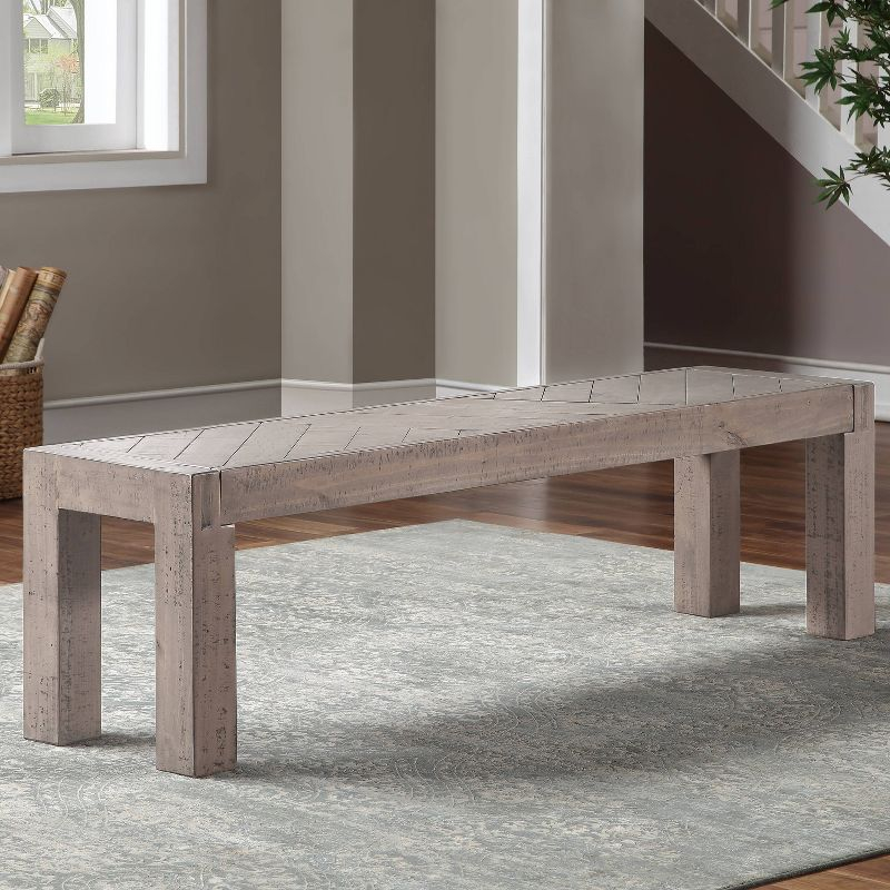 Auckland Bench Reclaimed Wood Weathered Gray - Steve Silver Co.: CSA Certified, Stained Textured Veneer, No Back