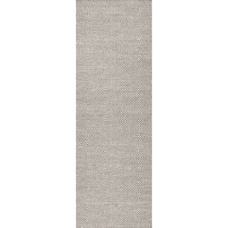 Nuloom Ago Diamond 2x6 Wool Runner Indoor Area Rug for Living Room Bedroom Dining Room Entryway Hallway Kitchen, Ivory