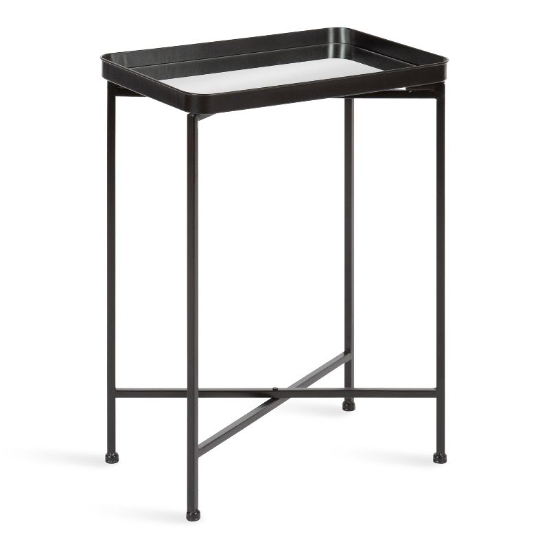 Kate and Laurel Celia Rectangle Metal Side Table, 18x12x26, Black
