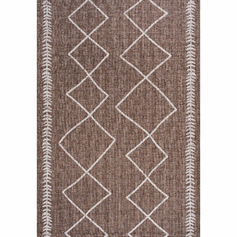 8' X 10' Derya Diamond Trellis Indoor/Outdoor Area Rug, Brown/Beige - JONATHAN Y