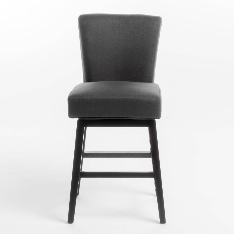Tracy Swivel Counter Height Barstool Dark Charcoal - Christopher Knight Home: Upholstered, 250lb Capacity, Hardwood Frame
