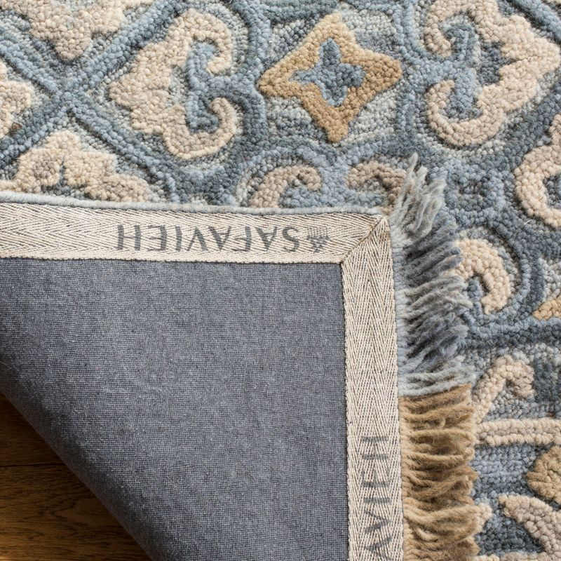Blossom BLM420 Hand Tufted Area Rug - Light Beige/Blue - 6'x6' - Safavieh.