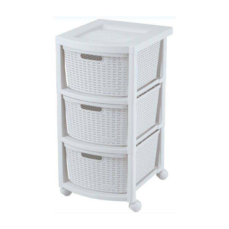 3 Drawer Rolling Cart White - Inval