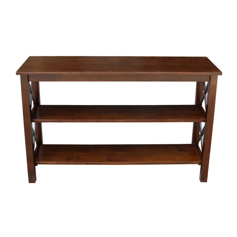 International Concepts Hampton Console Table Espresso: Stained Wood, Fixed Shelf, Rectangular Shape, Spot Clean