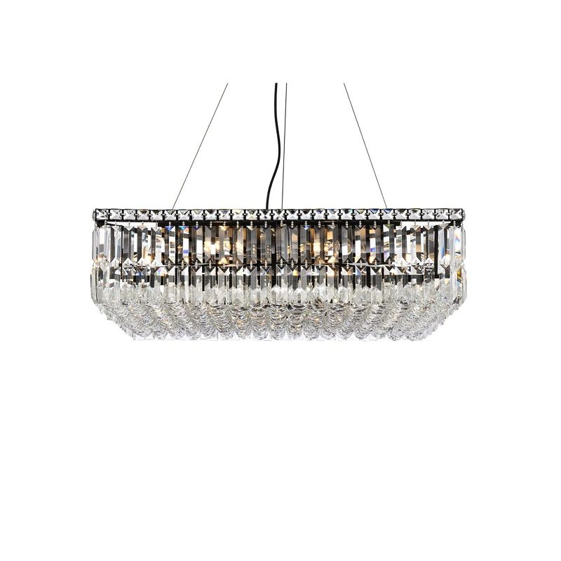 Elegant Lighting Gabe 1-Light Pendant in Black with Seeded Glass Cylinder