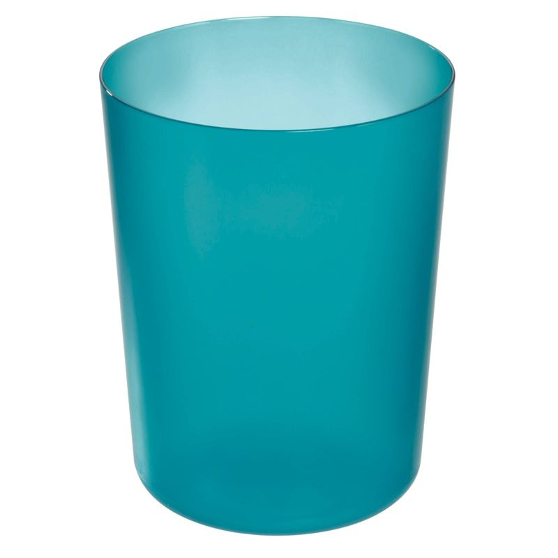 iDesign iDesign Finn Round Plastic Trash Can, Compact Waste Basket Garbage Can- Teal Blue