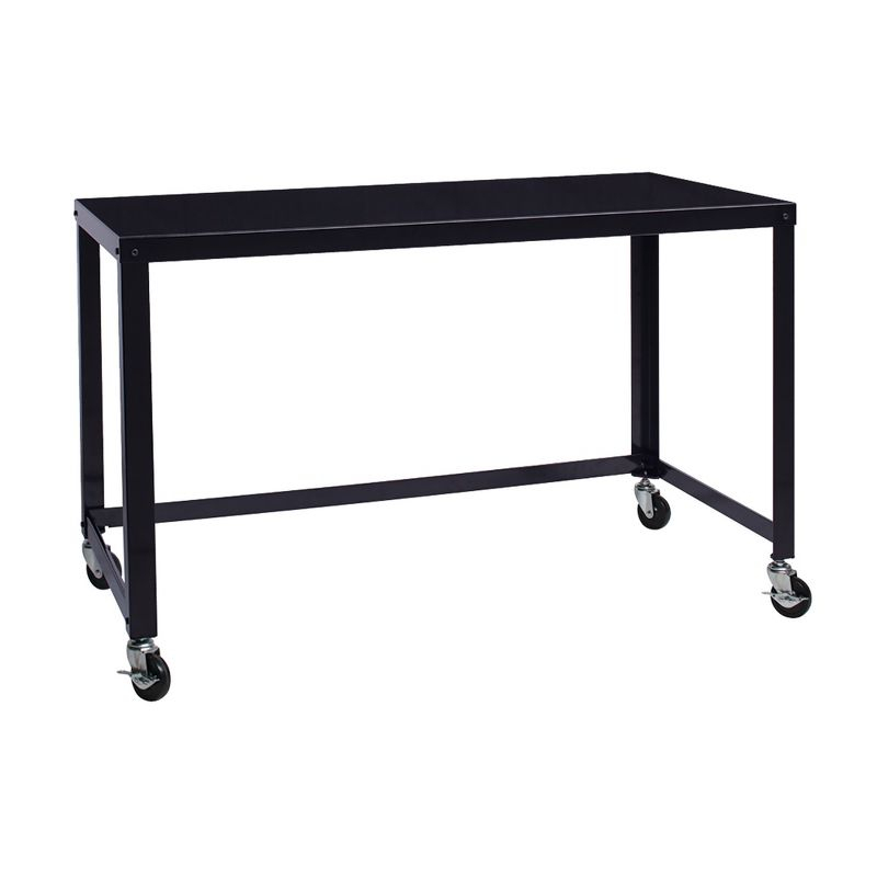 Space Solutions Mobile Desk Steel Black: Sturdy Metal Frame, No Storage, Adult Assembly Required