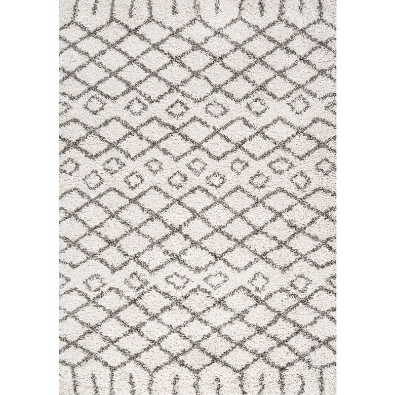 3'x5' Algaida Moroccan Diamond Shag Area Rug, Beige/Dark Gray - JONATHAN Y