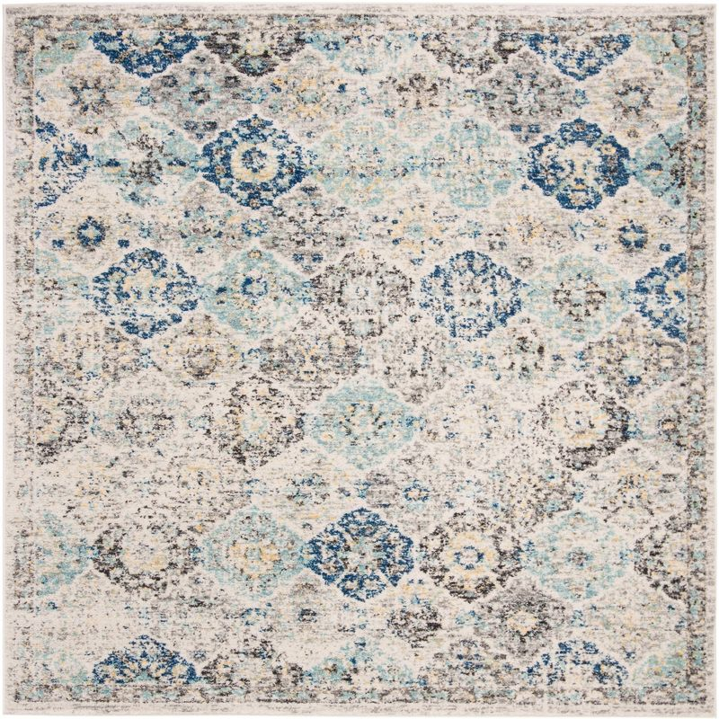 Madison MAD611 Power Loomed Indoor Area Rug - Ivory/Aqua - 9'x9' - Safavieh