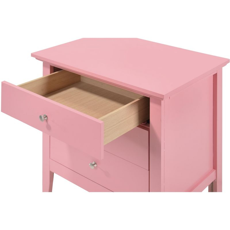 Passion Furniture Hammond 3-Drawer Pink Nightstand (26 in. H x 24 in. W x 18 in. D)