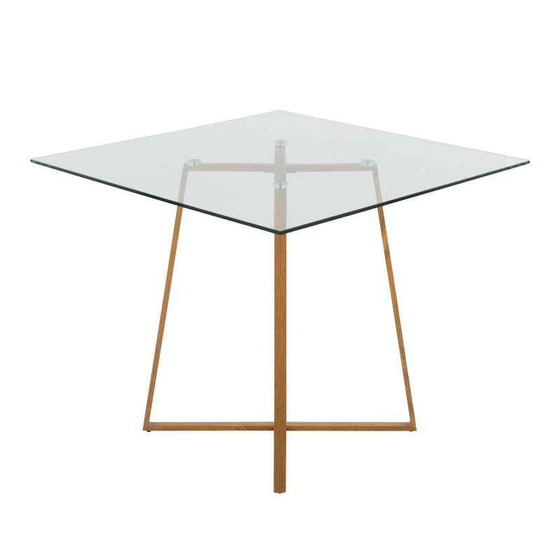 36" Cosmo Square Dining Table Natural/Clear Glass - LumiSource: Luxury Glam Style, 4-Seater, Steel Pedestal Base