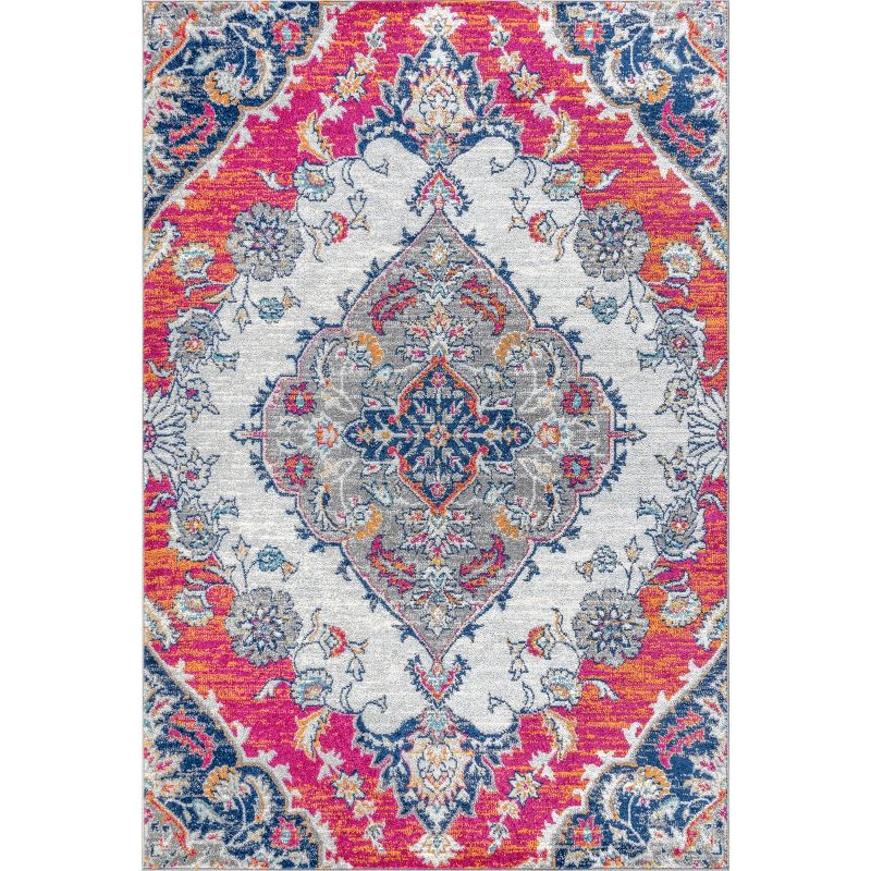 JONATHAN Y Bohemian FLAIR Boho Vintage Medallion Blue/Multi 3 ft. x 5 ft. Area Rug