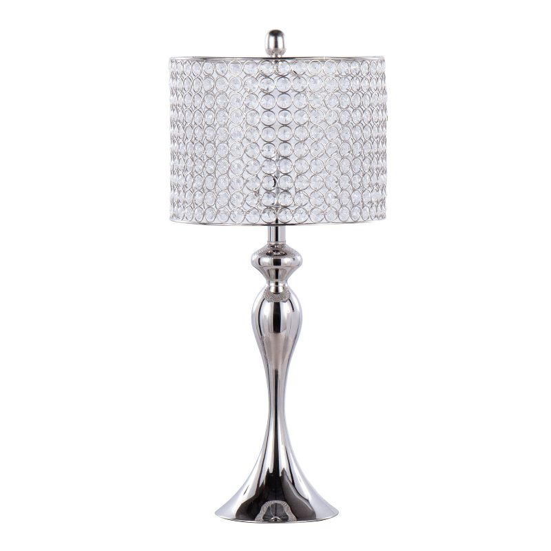LumiSource (Set of 2) Ashland 27" Contemporary Table Lamps Polished Nickel with Round Clear K9 Crystal Beads from Grandview Gallery: UL Listed
