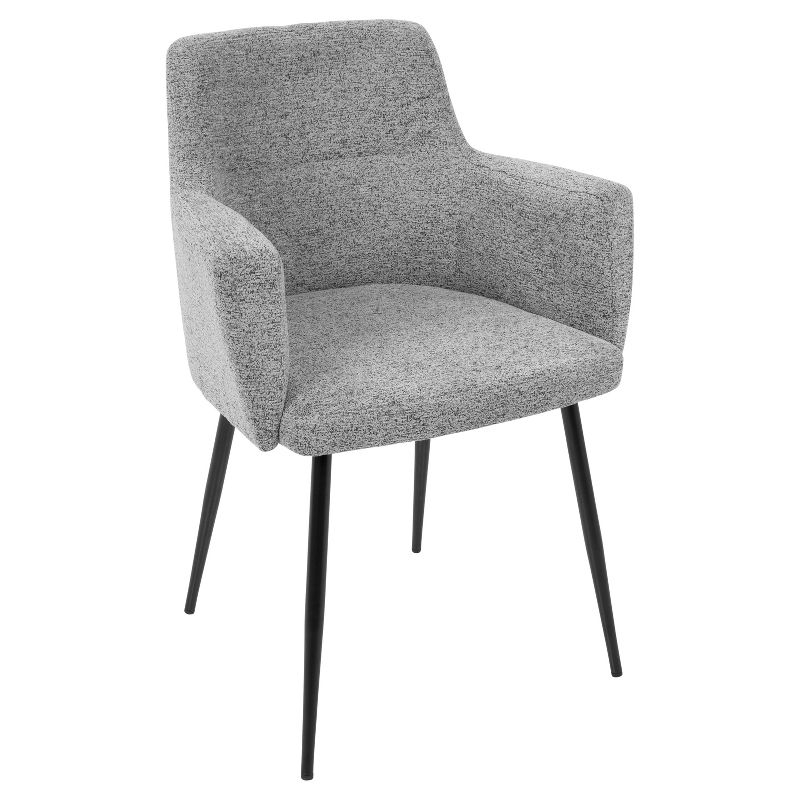 Set of 2 Andrew Contemporary Dining Accent Chairs Gray - LumiSource: Upholstered, Metal Legs, Padded Armrests