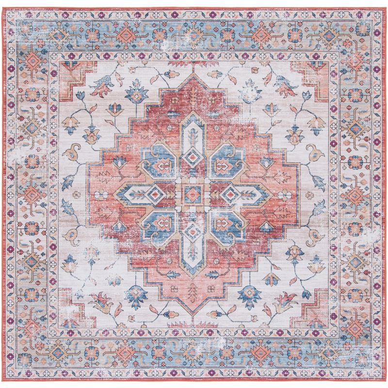 Tucson TSN109 Power Loomed Machine Washable Area Rug - Beige/Blue - 6'x6' - Safavieh.