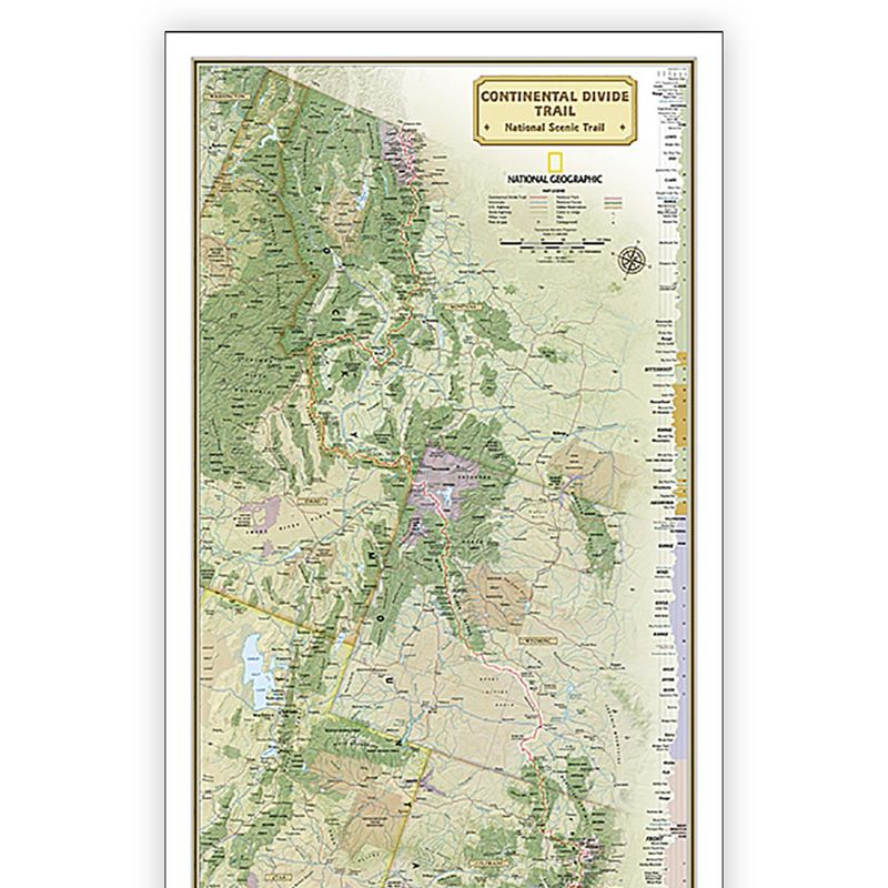 National Geographic Continental Divide Trail Map, In Gift Box, 18" x 48"