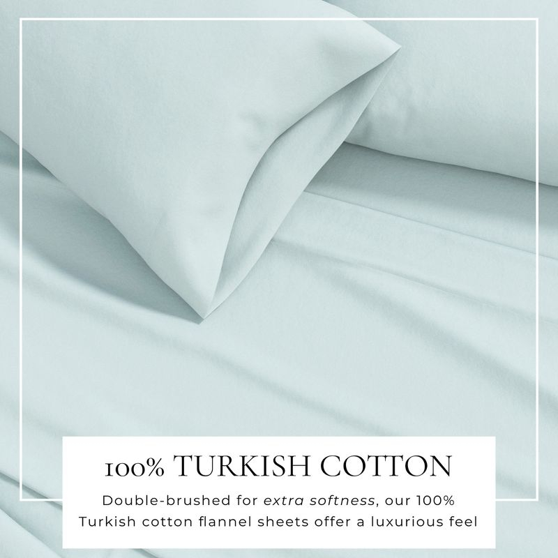 100% Cotton Flannel Sheet Set - Great Bay Home (Full, Light Blue)