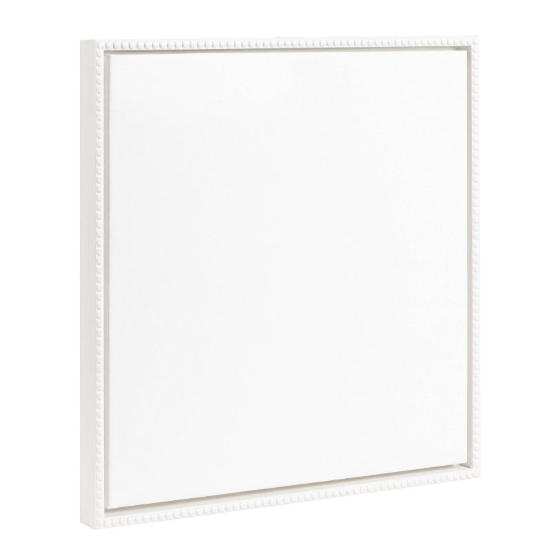 Kate & Laurel All Things Decor 22"x22" Sylvie Beaded Blank Vintage Framed Canvas Wall Art White: Modern Transitional Style