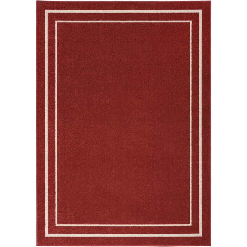 Nourison Essentials 6' x 9' Brick Ivory Contemporary Bordered Indoor/Outdoor Area Rug