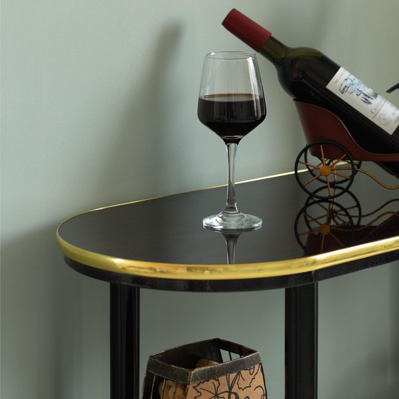 Fabulaxe Modern Display Wooden Console Bar with Tiered Open Shelves, Mini Bar with Wine Storage, Brown