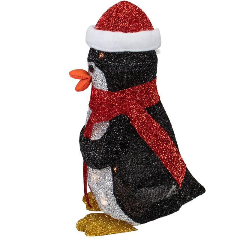 Northlight 19.5" White and Red Lighted Penguin with Santa Hat Outdoor Christmas Decoration