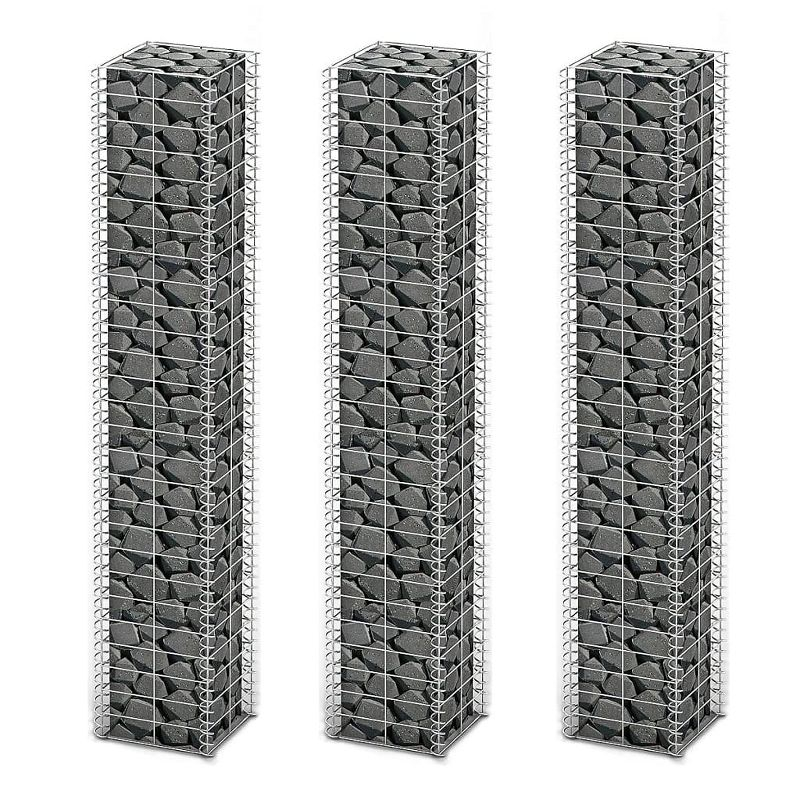 vidaXL 3X Gabion 59" Steel Retaining Wall Garden Edging Cage Basket Planter