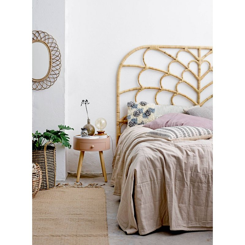 Storied Home Queen Rattan Arched Headboard Natural: Durable Weave, No Assembly, Eco-Friendly Material