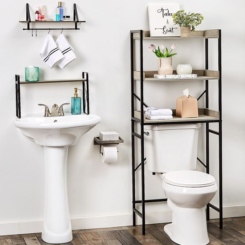 The Lakeside Collection Farmhouse Bathroom Collection - Over the Sink Shelf Gray