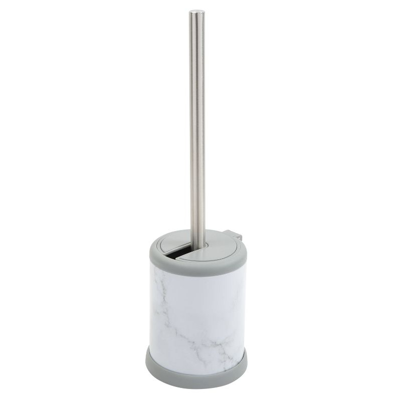 Toilet Brush with Self Closing Lid Marble - Bath Bliss: Stainless Steel Bathroom Cleaning Accessory