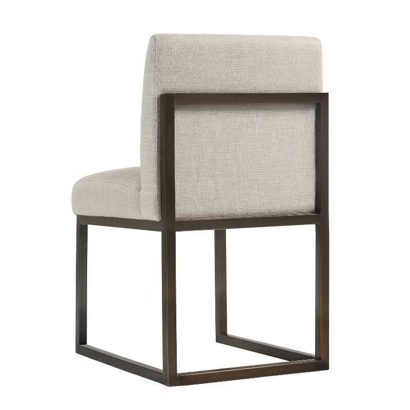 TOV Furniture Haute Linen Chair in Beige and Brass