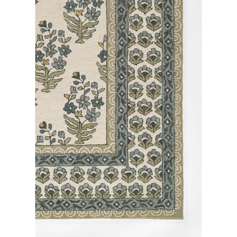 Momeni 3'6"x5'6" Cotswold Bourton Floral Handtufted Area Rug Green: Wool, Medium Pile, Botanical Pattern, Indoor Use