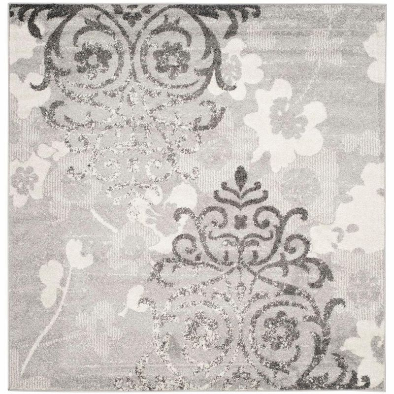 Adirondack ADR114 Machine Made Indoor Area Rug - Silver/Ivory - 9'x9' - Safavieh