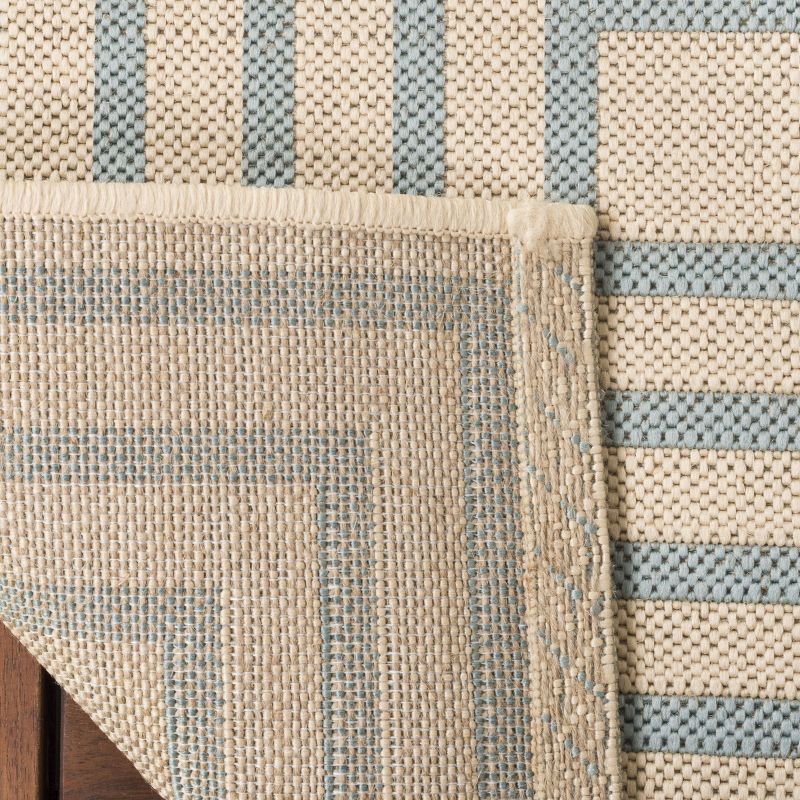 Beach House BHS123 Power Loomed Indoor/Outdoor Area Rug - Cream/Aqua - 4'x6' - Safavieh