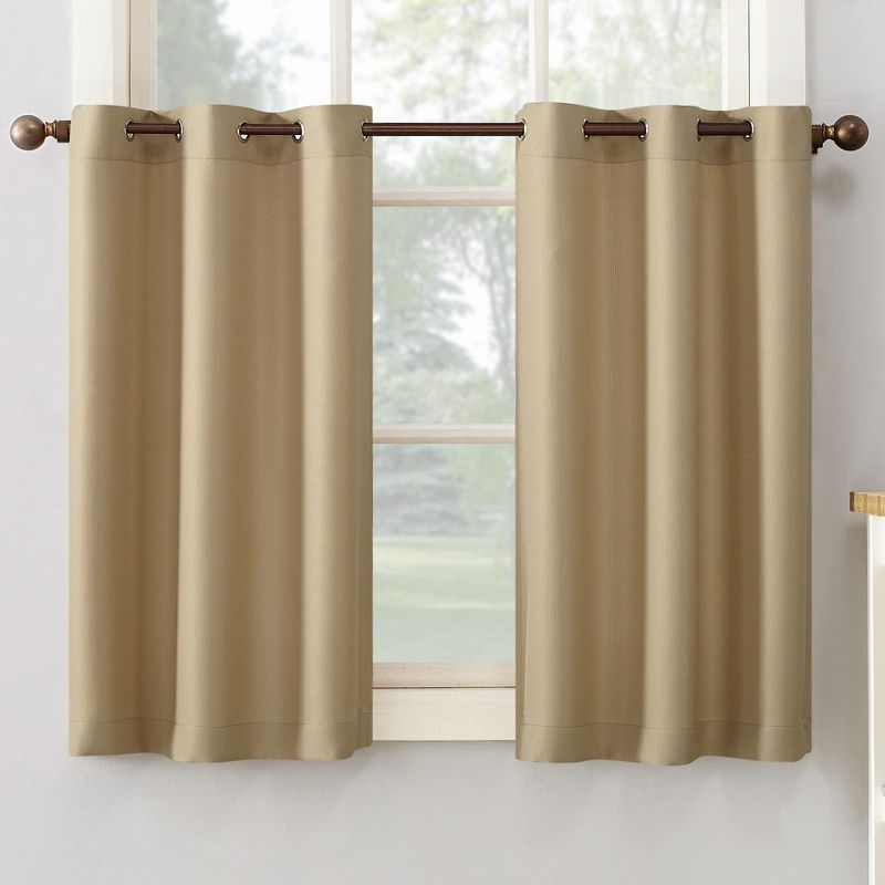 2pc 56"x36" No. 918 Semi-Sheer Montego Casual Textured Grommet Kitchen Curtain Tier Pair Taupe: 36 Inch Kitchen Window Curtains