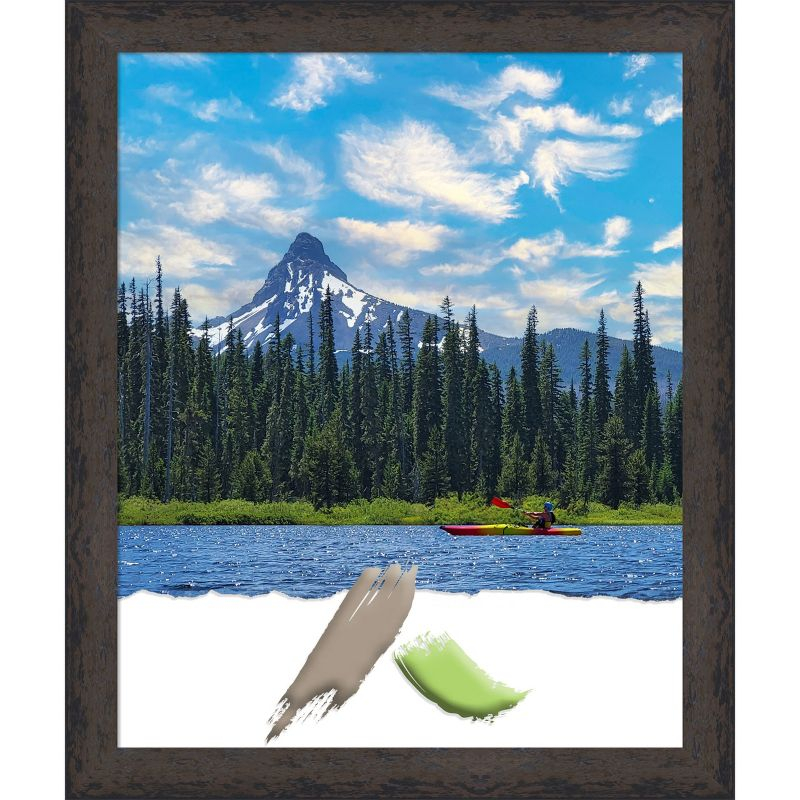 Amanti Art Dappled Black Brown Narrow Wood Picture Frame Opening Size 18x22 in.