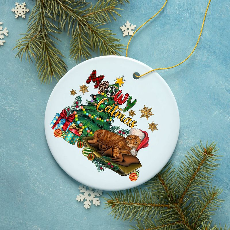 Meowy Catmas Orange Cat Christmas Ornament  3