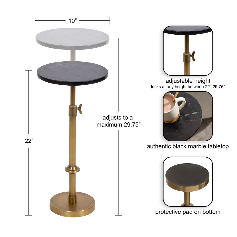 Kate and Laurel Engles Adjustable Marble Table and Plant Stand, 10x10x22, Gold