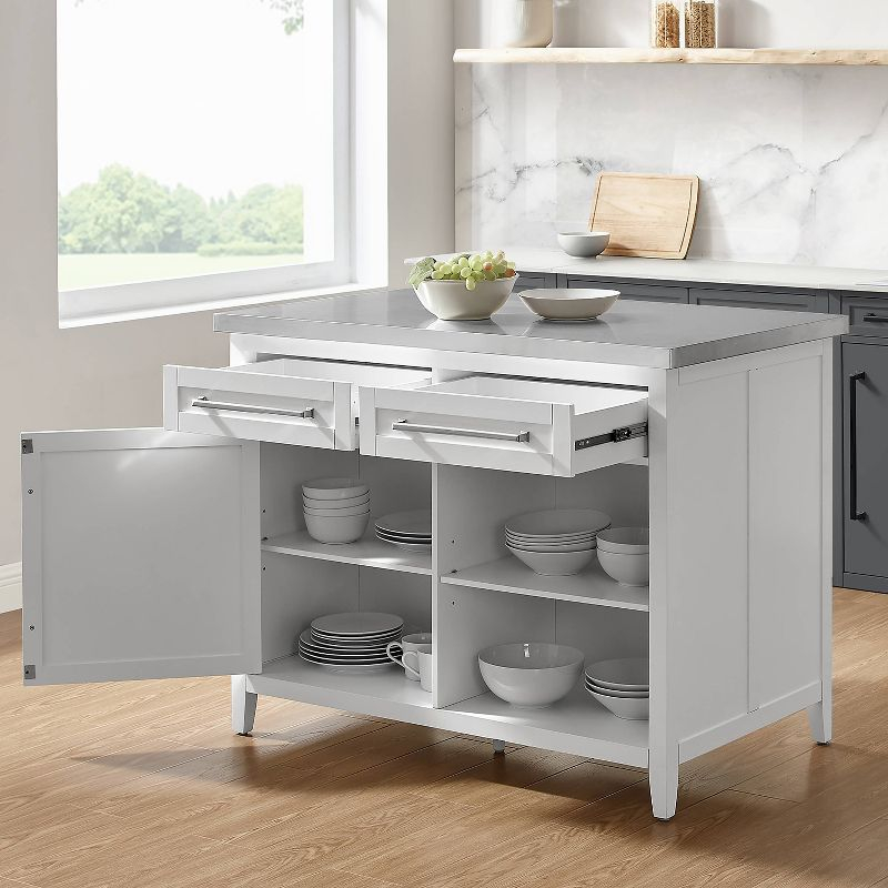 Silvia Stainless Steel Top Kitchen Island White/Stainless Steel - Crosley