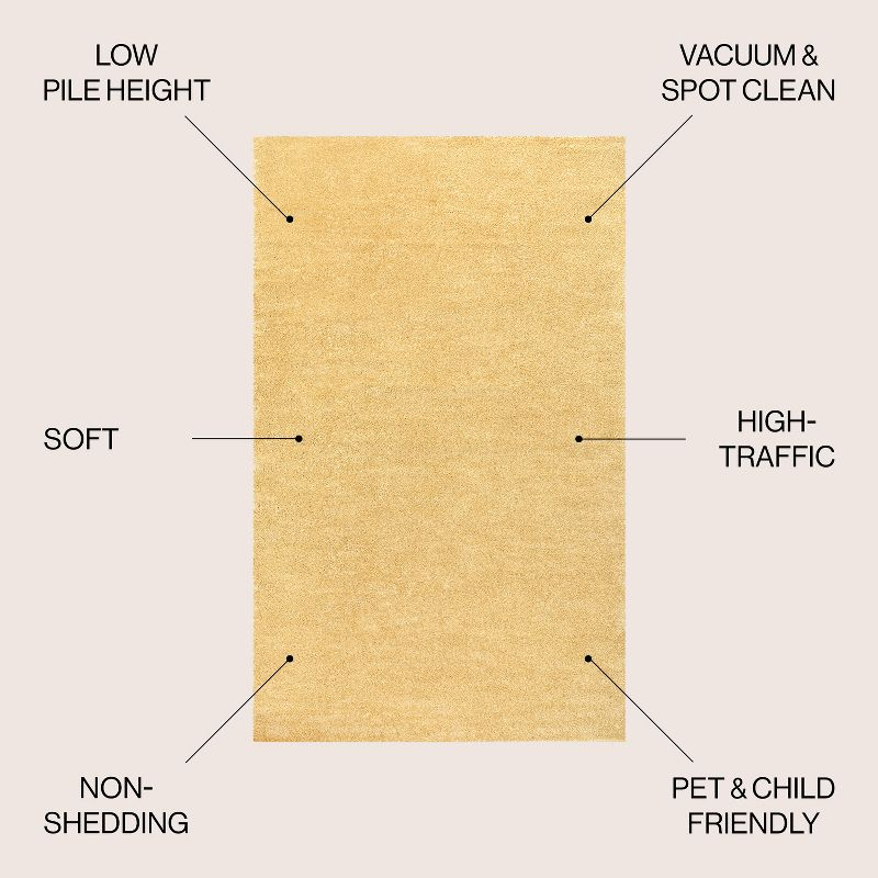 8'x10' Haze Solid Low-Pile Area Rug, Mustard - JONATHAN Y