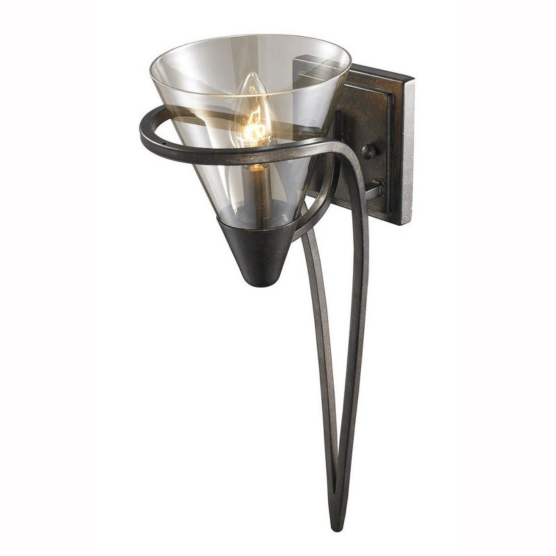 Golden Lighting Olympia 1-Light Wall Sconce in Burnt Sienna with Baltic Amber Glass