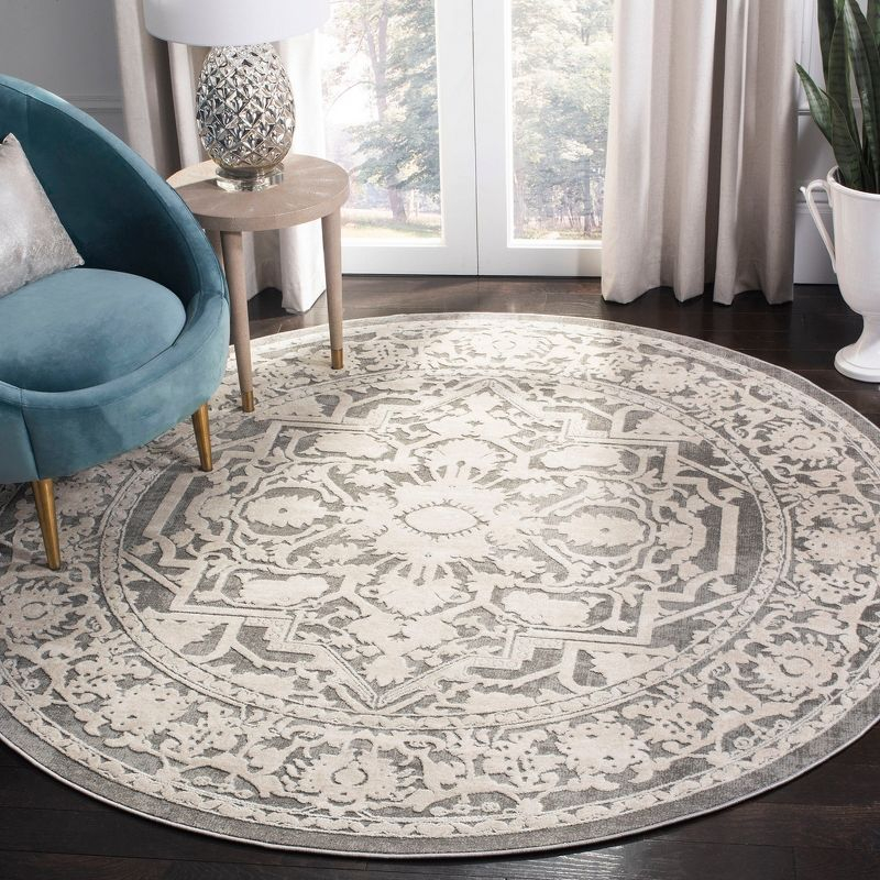 Reflection RFT665 Power Loomed Indoor Area Rug - 6'7" Round - Dark Grey/Cream - Safavieh