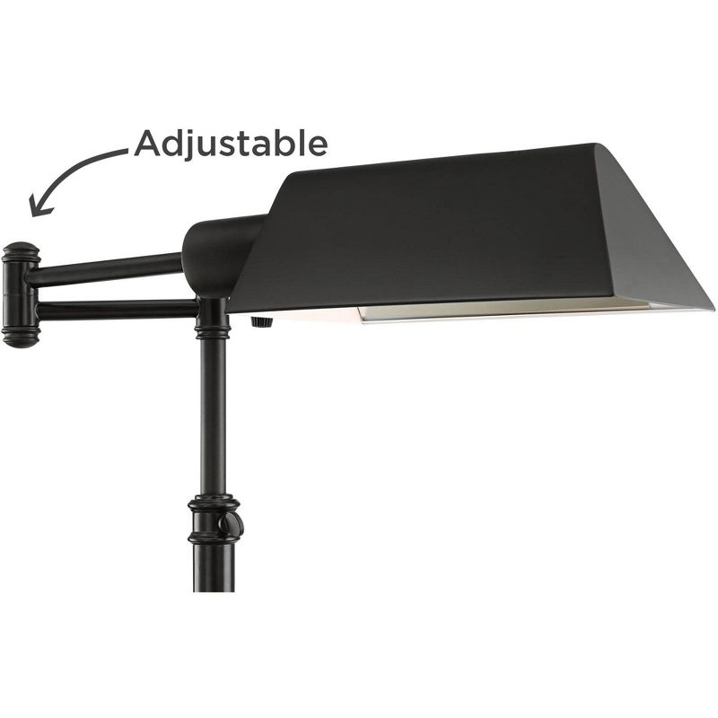 Regency Hill Industrial Adjustable Swing Arm Pharmacy Floor Lamp with USB Charging Port 54" Tall Dark Bronze Living Room Reading