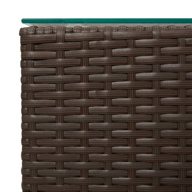 vidaXL Side Table with Glass Top Brown 13.8"x13.8"x20.5" Poly Rattan